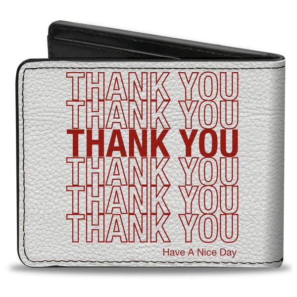 Buckle-Down Bi-Fold Wallet - THANK YOU HAVE A NICE DAY Bag Print White Red