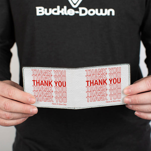 Buckle-Down Bi-Fold Wallet - THANK YOU HAVE A NICE DAY Bag Print White Red