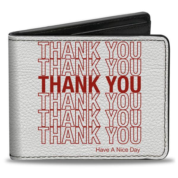 Buckle-Down Bi-Fold Wallet - THANK YOU HAVE A NICE DAY Bag Print White Red