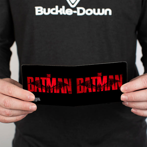 Buckle-Down Bi-Fold Wallet - THE BATMAN Movie Bat Title Weathered Black Red