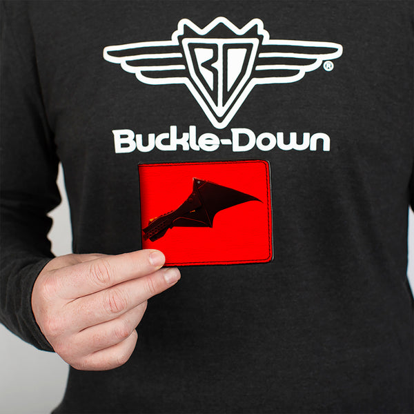 Buckle-Down Bi-Fold Wallet - The Batman Movie Bat Wings Weathered Red Black