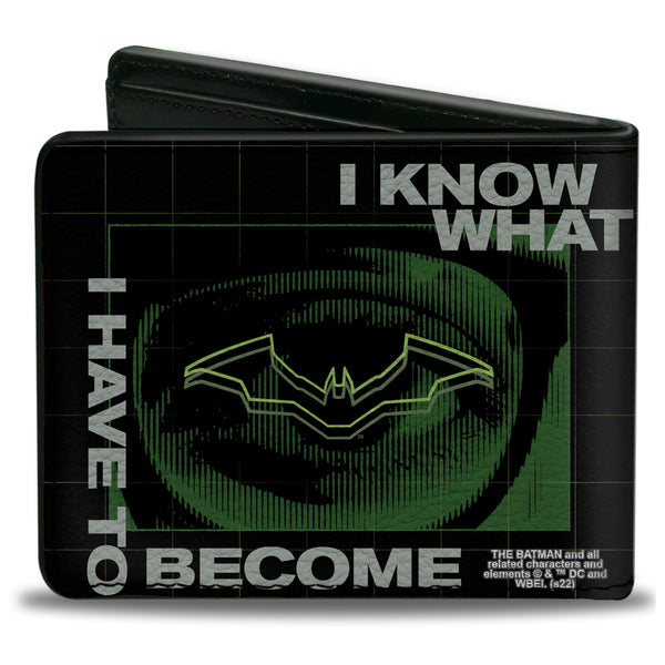Buckle-Down Bi-Fold Wallet - The Batman Movie Riddler I KNOW WHAT I HAVE TO BECOME Black Green White