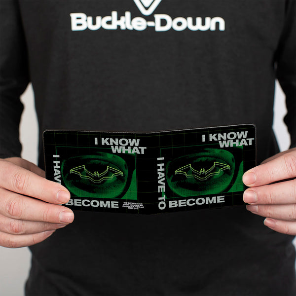 Buckle-Down Bi-Fold Wallet - The Batman Movie Riddler I KNOW WHAT I HAVE TO BECOME Black Green White
