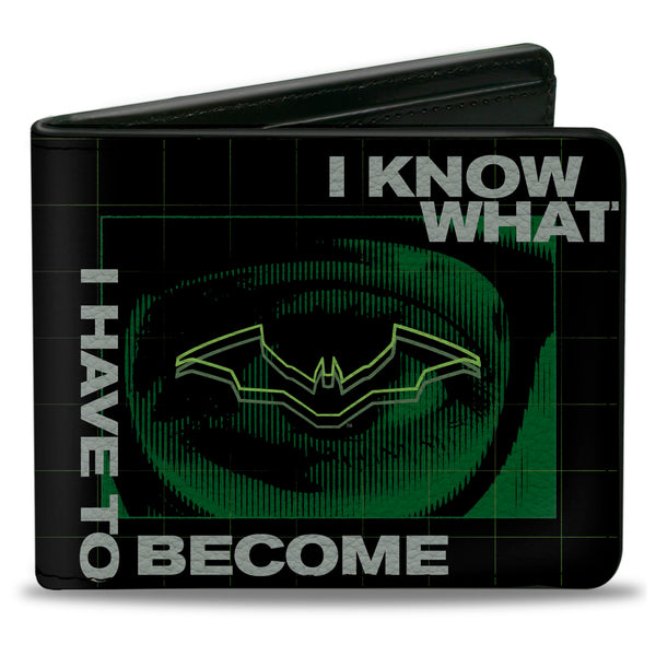 Buckle-Down Bi-Fold Wallet - The Batman Movie Riddler I KNOW WHAT I HAVE TO BECOME Black Green White