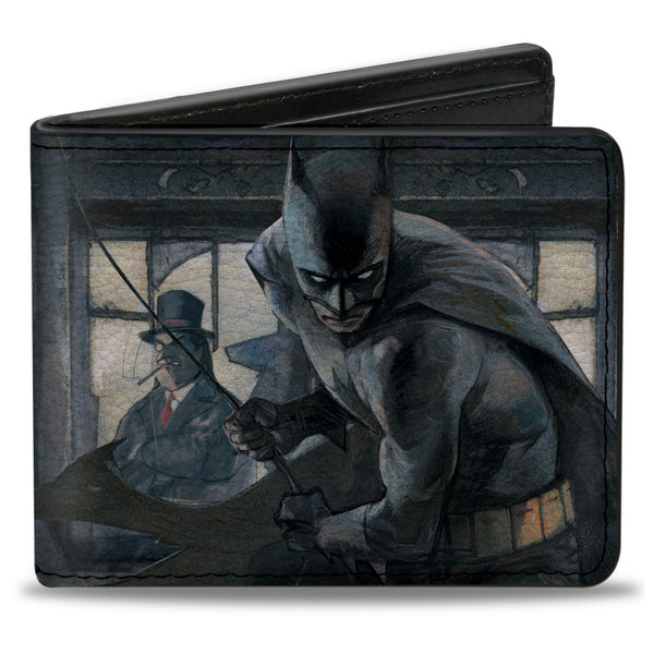 Buckle-Down Bi-Fold Wallet - The Dark Knight Annual #1 Cover Pose Batman Action Mad Hatter Scarecrow Penguin in Windows