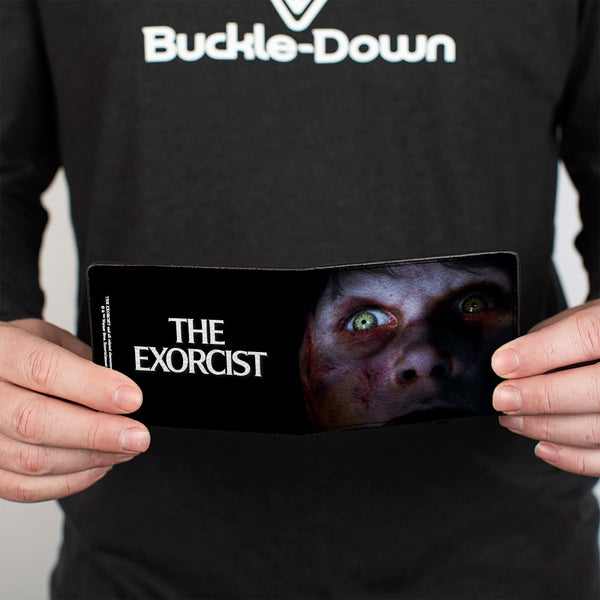 Buckle-Down Bi-Fold Wallet - The Exorcist Regan's Face CLOSE-UP + Logo Black White
