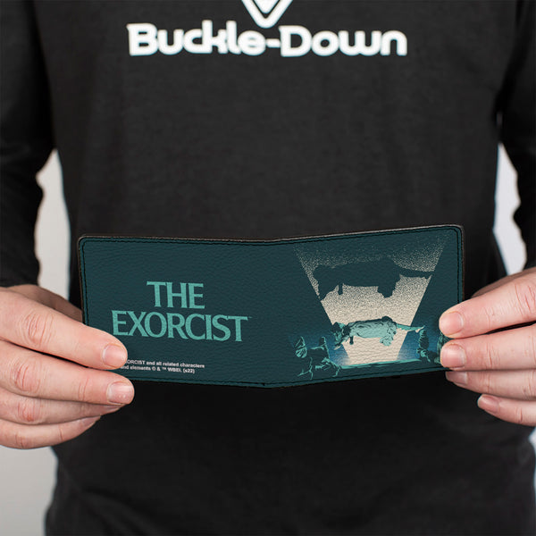 Buckle-Down Bi-Fold Wallet - The Exorcist Vintage Regan Levitation Scene Poster + Title Logo Black Greens