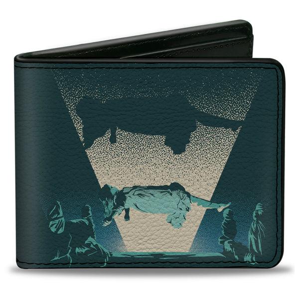 Buckle-Down Bi-Fold Wallet - The Exorcist Vintage Regan Levitation Scene Poster + Title Logo Black Greens
