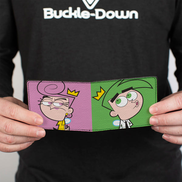 Buckle-Down Bi-Fold Wallet - The Fairly OddParents Cosmo Green + Wanda Pink Poses