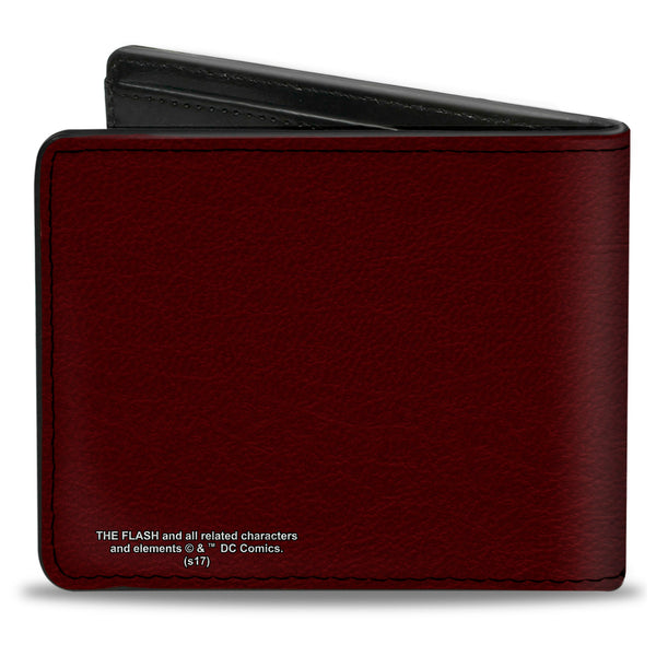 Buckle-Down Bi-Fold Wallet - The Flash Logo5 Burgundy Golds