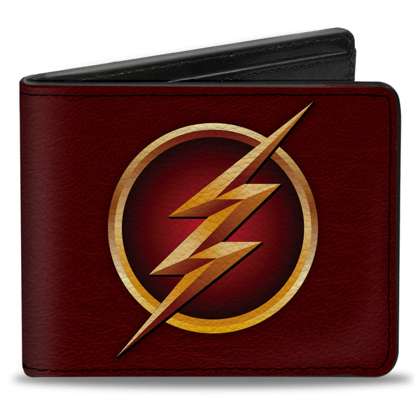Buckle-Down Bi-Fold Wallet - The Flash Logo5 Burgundy Golds