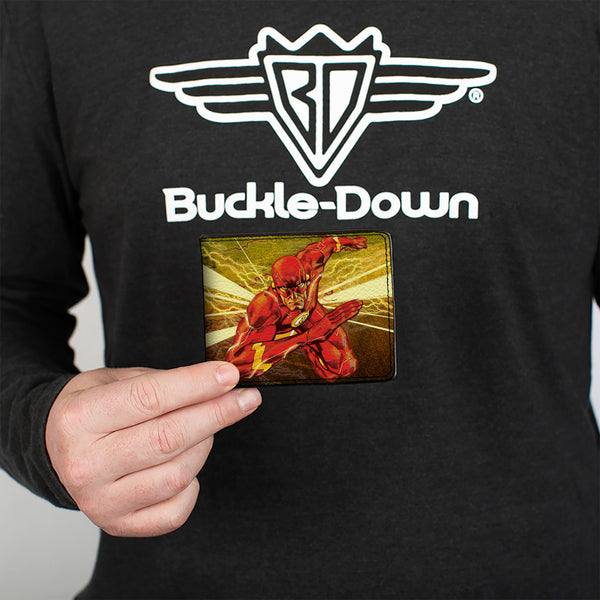 Buckle-Down Bi-Fold Wallet - The Flash Rebirth Running Action Pose Rays Yellows Reds