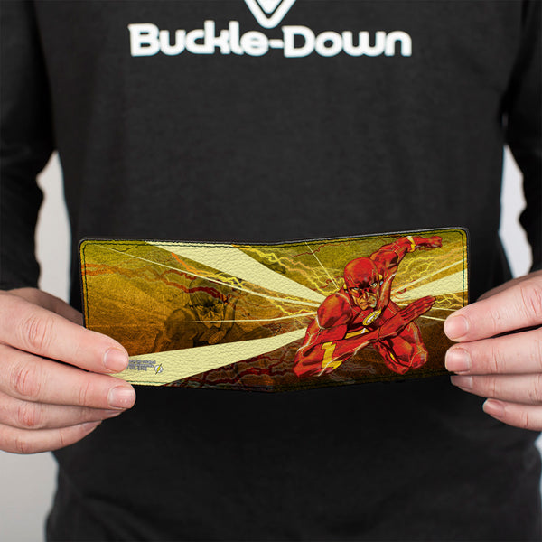 Buckle-Down Bi-Fold Wallet - The Flash Rebirth Running Action Pose Rays Yellows Reds