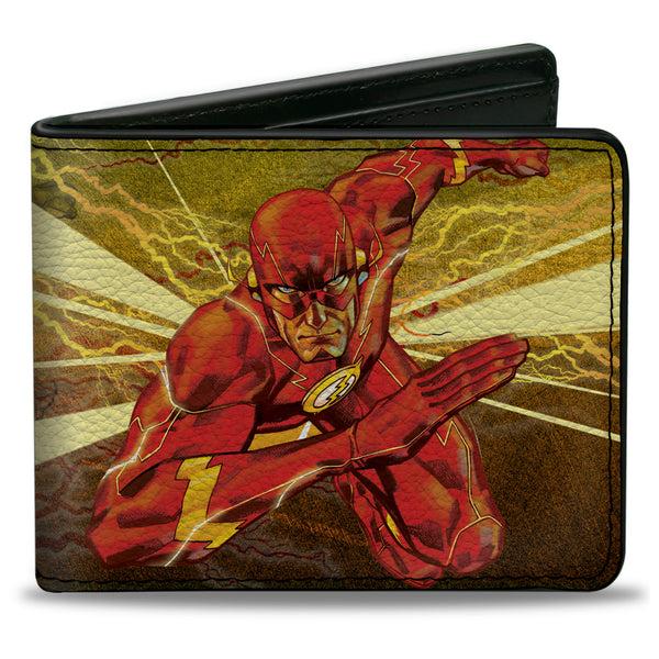 Buckle-Down Bi-Fold Wallet - The Flash Rebirth Running Action Pose Rays Yellows Reds