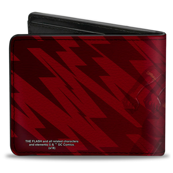 Buckle-Down Bi-Fold Wallet - The Flash Running Pose Bolts Trails Reds