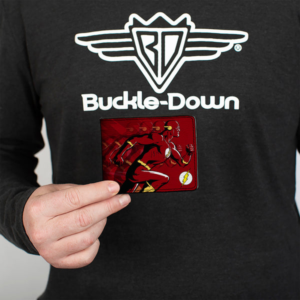 Buckle-Down Bi-Fold Wallet - The Flash Running Pose Bolts Trails Reds
