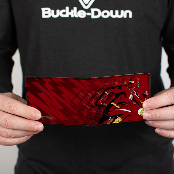 Buckle-Down Bi-Fold Wallet - The Flash Running Pose Bolts Trails Reds