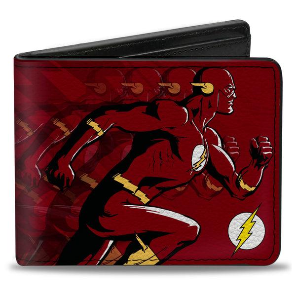 Buckle-Down Bi-Fold Wallet - The Flash Running Pose Bolts Trails Reds