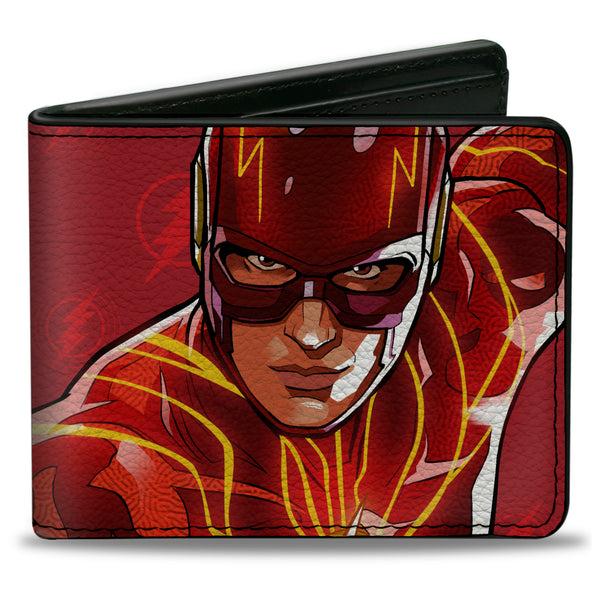 Buckle-Down Bi-Fold Wallet - The Flash Running Pose with Lightning Icon Reds