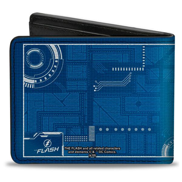 Buckle-Down Bi-Fold Wallet - The Flash STAR LABORATORIES Circuitry Blues White