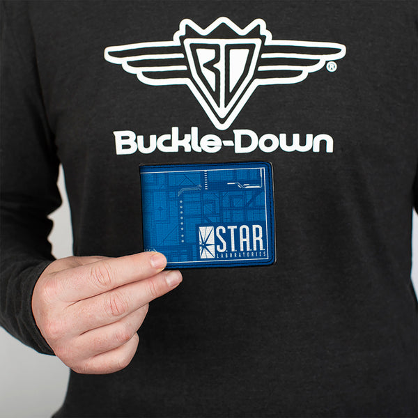 Buckle-Down Bi-Fold Wallet - The Flash STAR LABORATORIES Circuitry Blues White