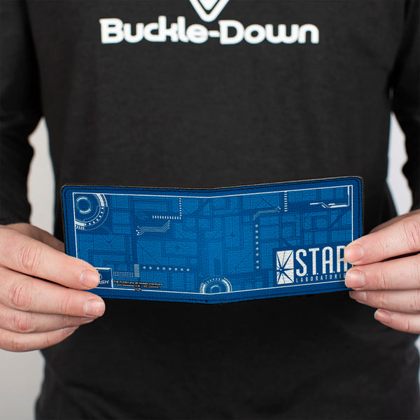 Buckle-Down Bi-Fold Wallet - The Flash STAR LABORATORIES Circuitry Blues White