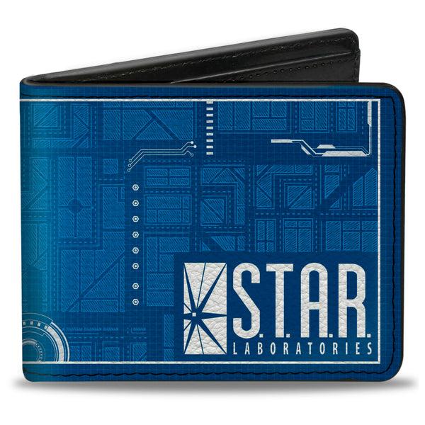 Buckle-Down Bi-Fold Wallet - The Flash STAR LABORATORIES Circuitry Blues White