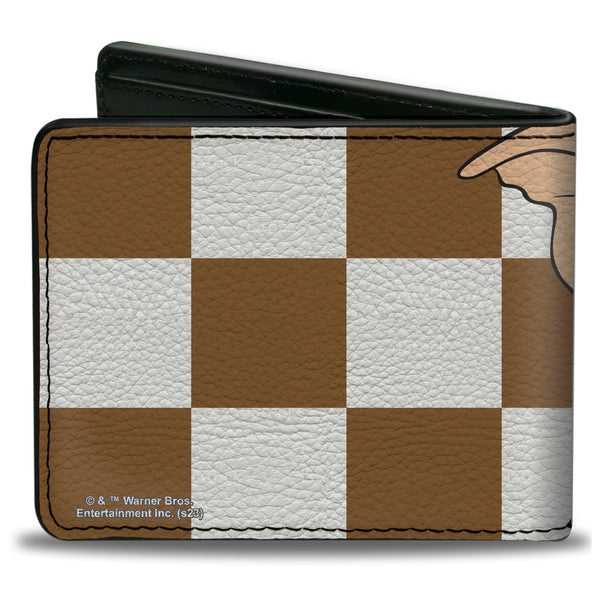 Buckle-Down Bi-Fold Wallet - The Gremlins Gizmo Pose Checker Brown/White