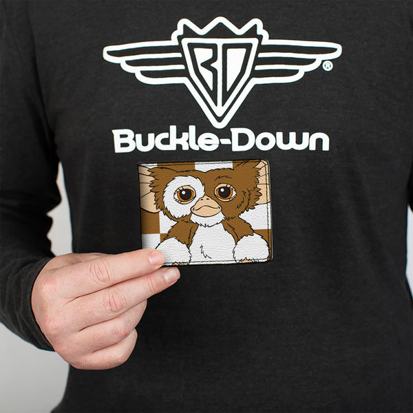 Buckle-Down Bi-Fold Wallet - The Gremlins Gizmo Pose Checker Brown/White