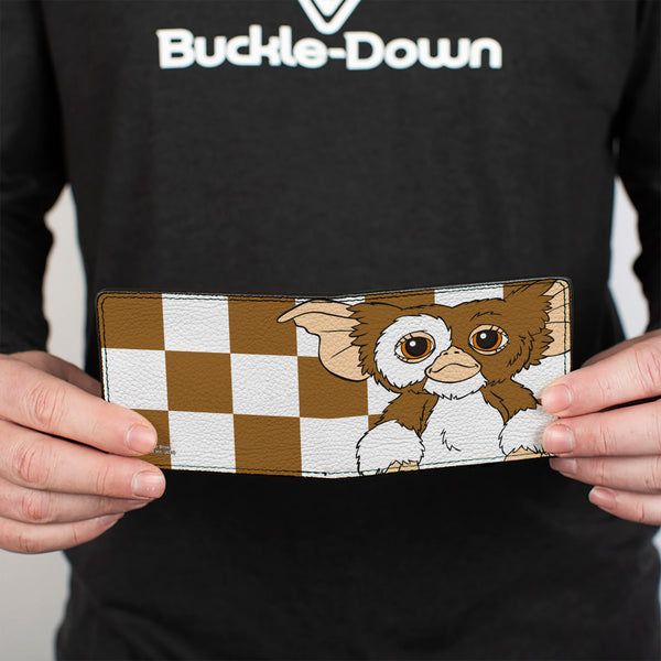 Buckle-Down Bi-Fold Wallet - The Gremlins Gizmo Pose Checker Brown/White