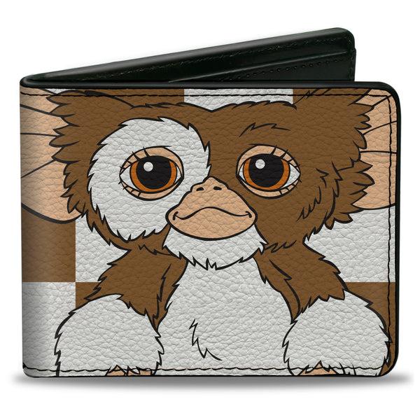 Buckle-Down Bi-Fold Wallet - The Gremlins Gizmo Pose Checker Brown/White