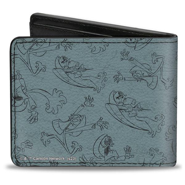 Buckle-Down Bi-Fold Wallet - The Grim Adventures Of Billy & Mandy Group Pose And Grim Sketches Gray