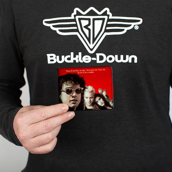 Buckle-Down Bi-Fold Wallet - The Lost Boys Cast Pose Quote Red White + Logo Black White Red