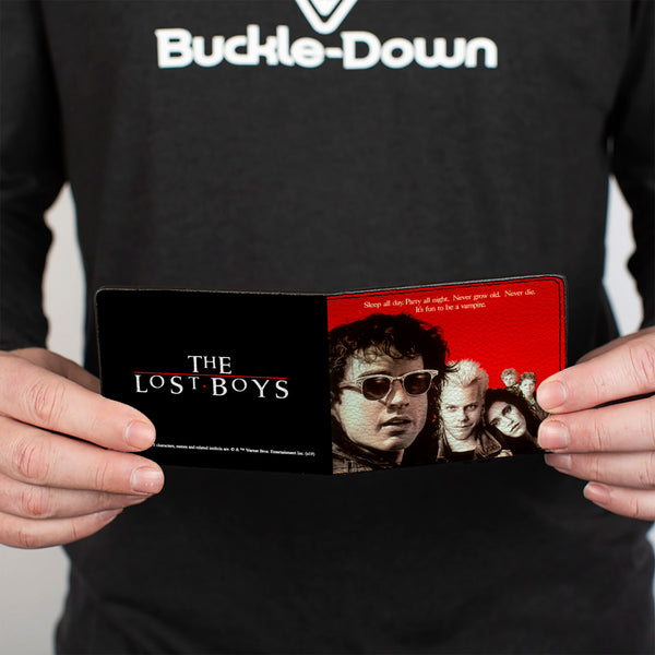 Buckle-Down Bi-Fold Wallet - The Lost Boys Cast Pose Quote Red White + Logo Black White Red