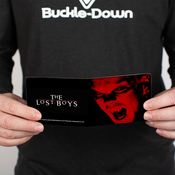 Buckle-Down Bi-Fold Wallet - The Lost Boys David Face CLOSE-UP + Logo Black Reds White