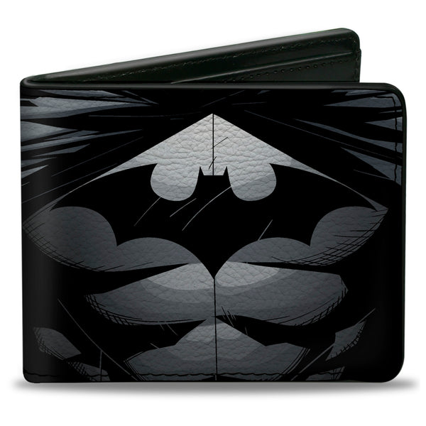 Buckle-Down Bi-Fold Wallet - The New 52 Batman Chest Logo Grays Black