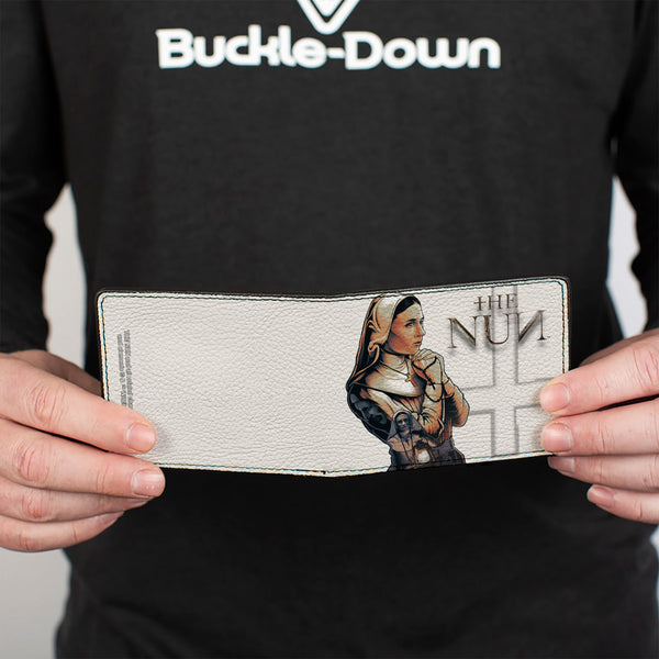 Buckle-Down Bi-Fold Wallet - THE NUN Sister Irene Rosary Lantern Pose Ivory Grays