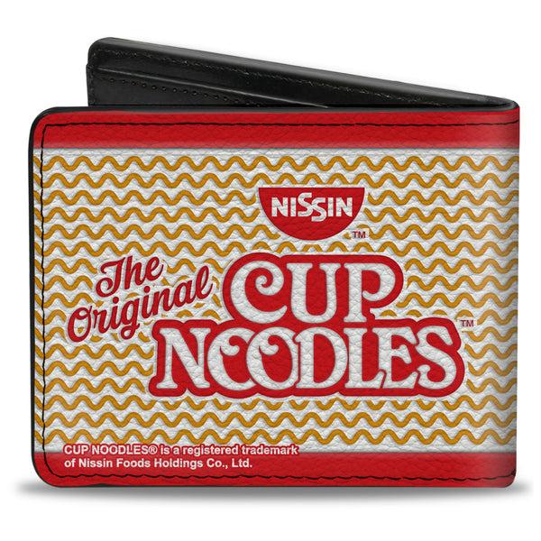 Buckle-Down Bi-Fold Wallet - THE ORIGINAL CUP NOODLES Logo Noodle Wave Stripe Red White Orange Red