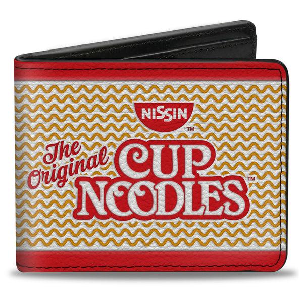 Buckle-Down Bi-Fold Wallet - THE ORIGINAL CUP NOODLES Logo Noodle Wave Stripe Red White Orange Red