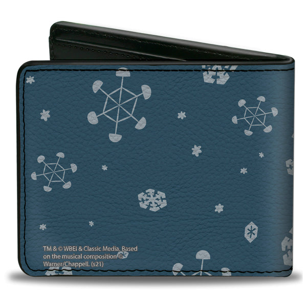 Buckle-Down Bi-Fold Wallet - THE ORIGINAL Frosty The Snowman Pose Snowflakes Blue White
