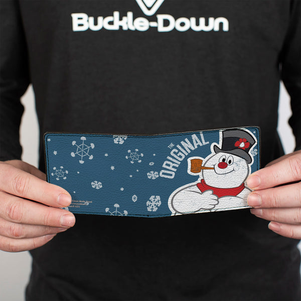 Buckle-Down Bi-Fold Wallet - THE ORIGINAL Frosty The Snowman Pose Snowflakes Blue White
