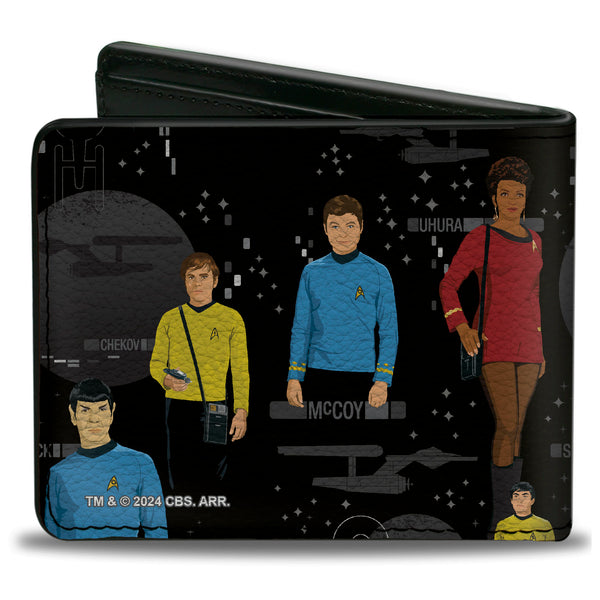 Buckle-Down Bi-Fold Wallet - The Original Star Trek Crew Poses And Icons Black/Multi Color