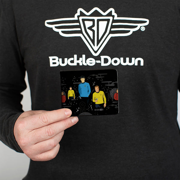 Buckle-Down Bi-Fold Wallet - The Original Star Trek Crew Poses And Icons Black/Multi Color