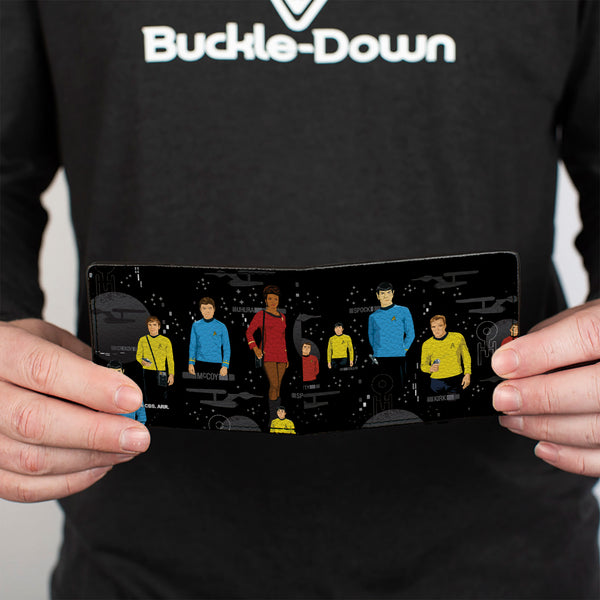 Buckle-Down Bi-Fold Wallet - The Original Star Trek Crew Poses And Icons Black/Multi Color