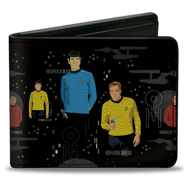 Buckle-Down Bi-Fold Wallet - The Original Star Trek Crew Poses and Icons Black/Multi Color