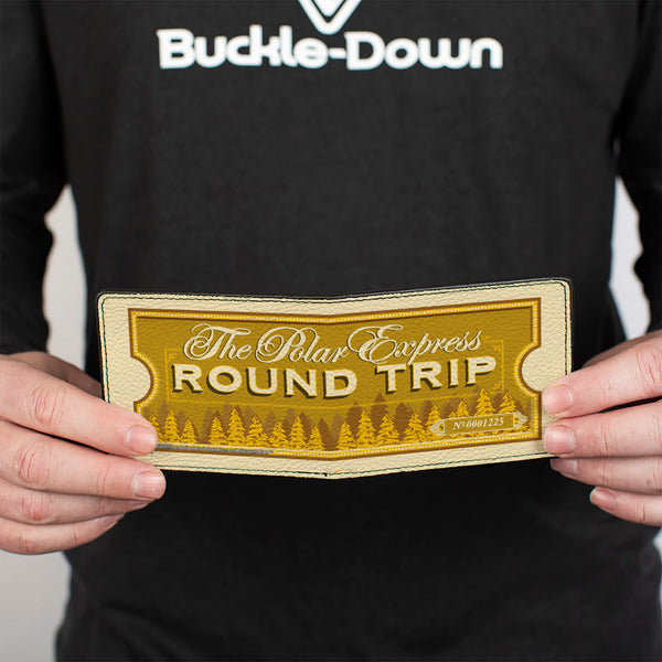 Buckle-Down Bi-Fold Wallet - THE POLAR EXPRESS ROUND TRIP Train Ticket Golds