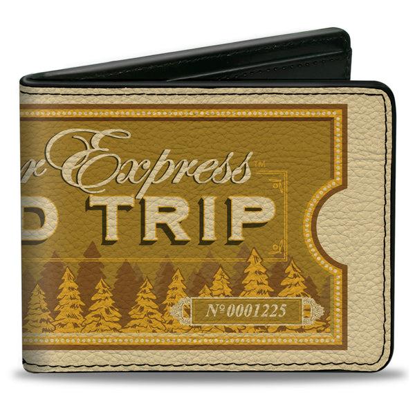 Buckle-Down Bi-Fold Wallet - THE POLAR EXPRESS ROUND TRIP Train Ticket Golds