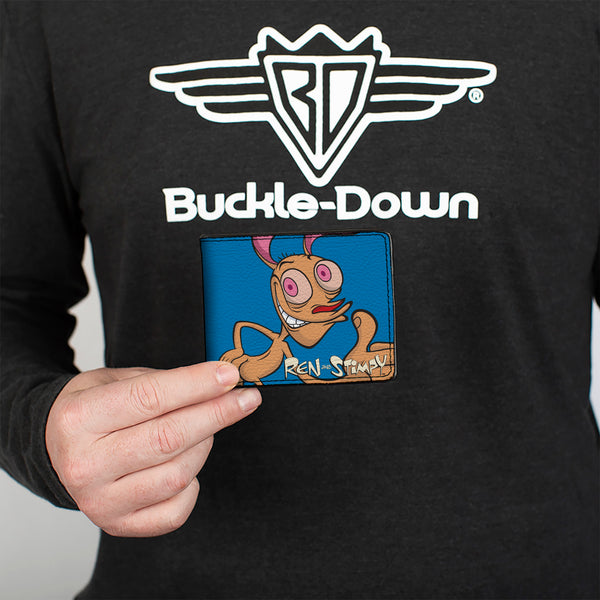 Buckle-Down Bi-Fold Wallet - The Ren & Stimpy Show Ren And Stimpy Behind Pose Blue