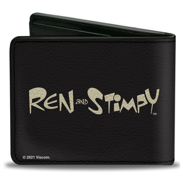 Buckle-Down Bi-Fold Wallet - The Ren & Stimpy Show Ren Winking Pose CLOSE-UP + Logo Black