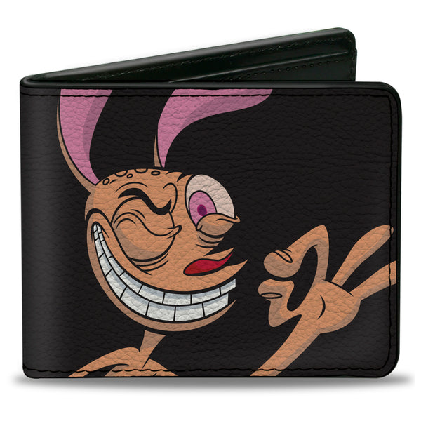 Buckle-Down Bi-Fold Wallet - The Ren & Stimpy Show Ren Winking Pose CLOSE-UP + Logo Black